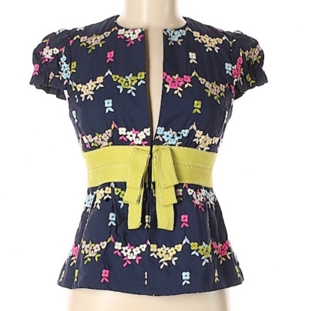 Nanette Lepore floral belted short sleeve jacket